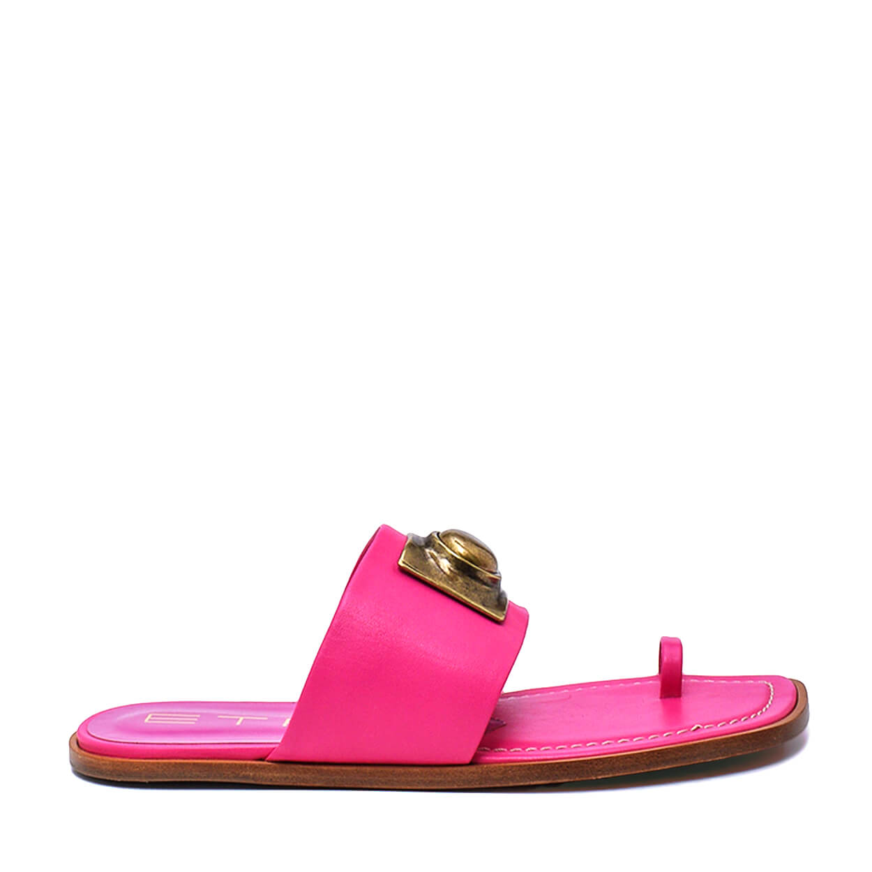 Etro -Pink Leather Ball stud toe strap sandals 39